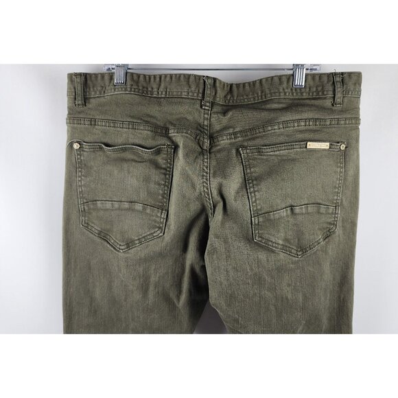 Eighth Dstrkt Jeans Mens 40x33 Green Distressed Biker Denim - Picture 10 of 12